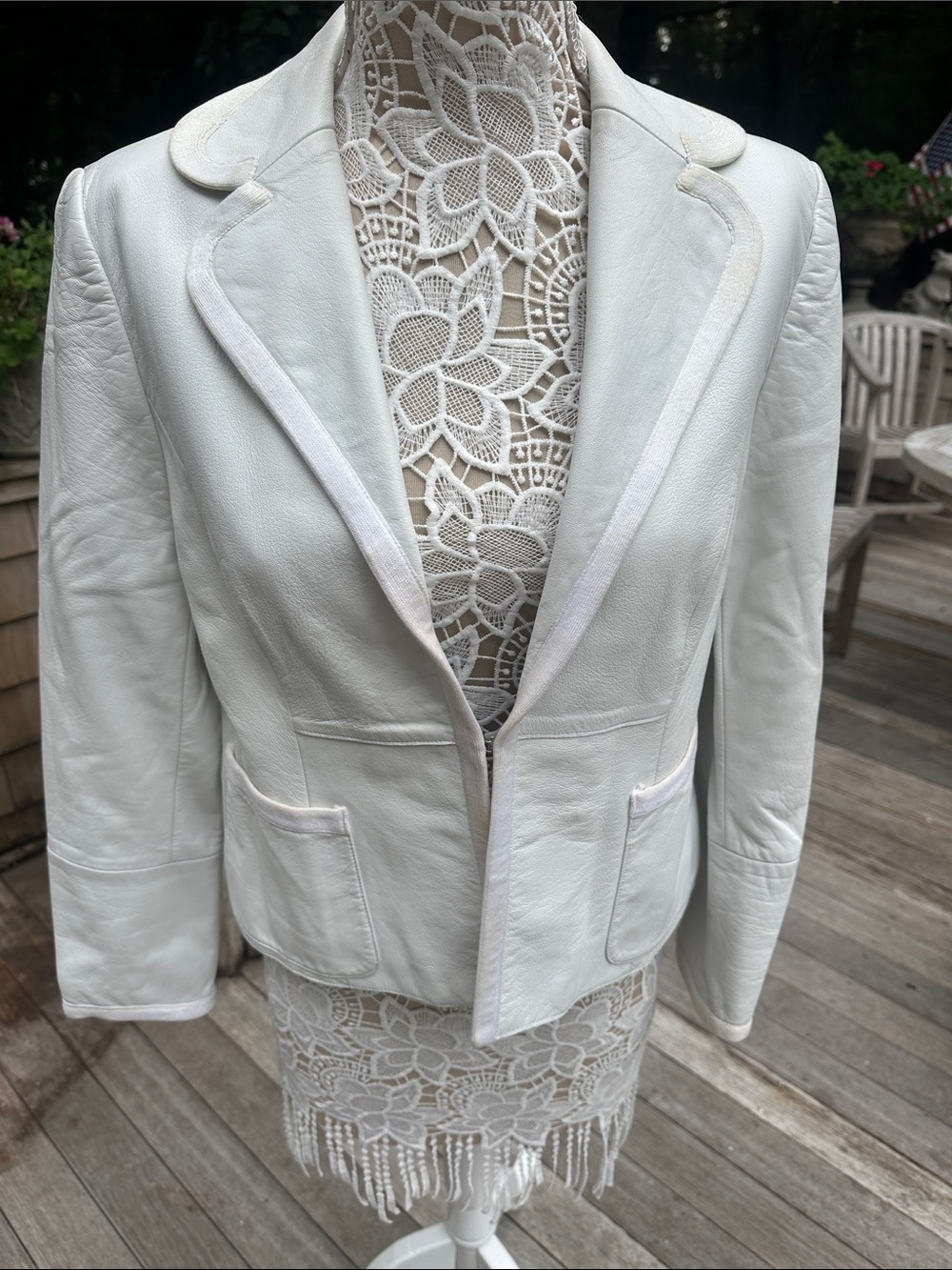 White Women's Leather Blazer Jacket